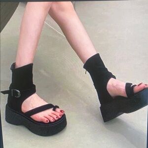 Stylish Black Platform Sandals